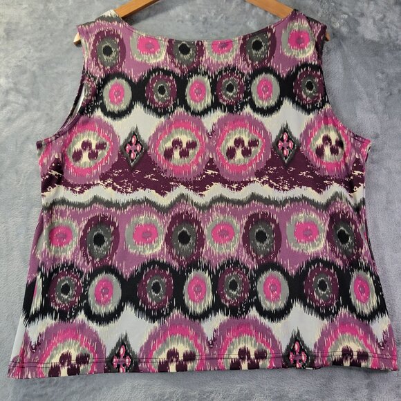 R&K Originals Women TankTop 16 Multicolor Abstract Ikat Print Stretch Sleeveless - Picture 6 of 7